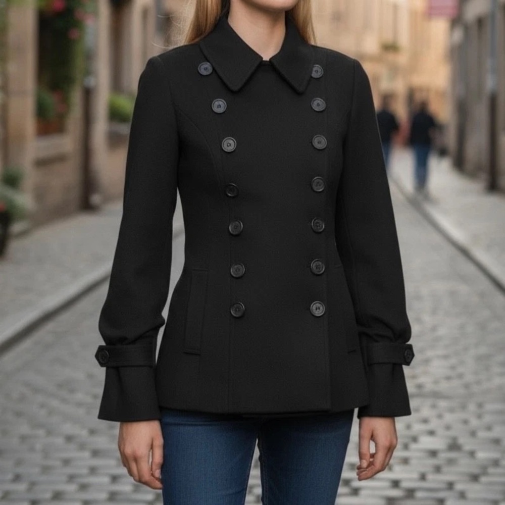 Bailey 44 Tie-Cuff Ponte Peacoat – Chic, Feminine & Classic